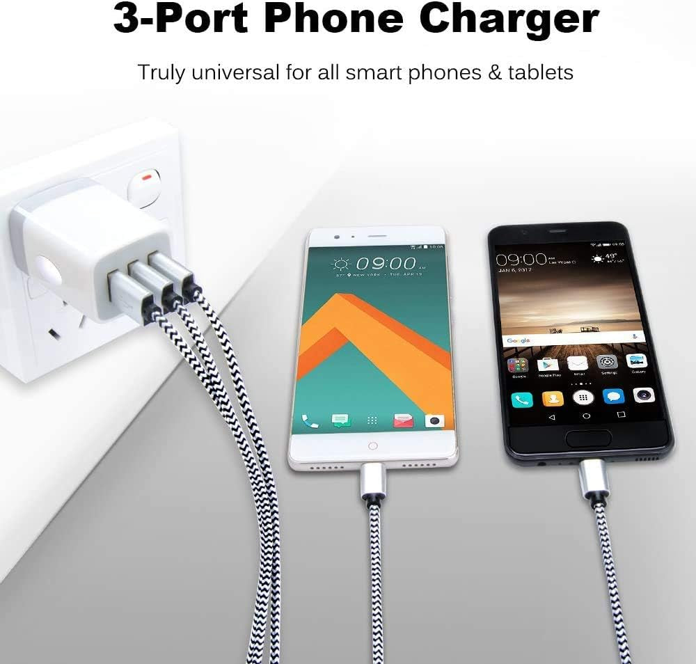 USB Charging Plug, Wall Charger Adapter, 3Pack Universal Travel 3.1A 3Muti Port Fast Charging Block Compatible with Iphone 17 16 15 14 13 SE 12Pro,Samsung Galaxy S26 S25 S24 S23 Ultra, Google