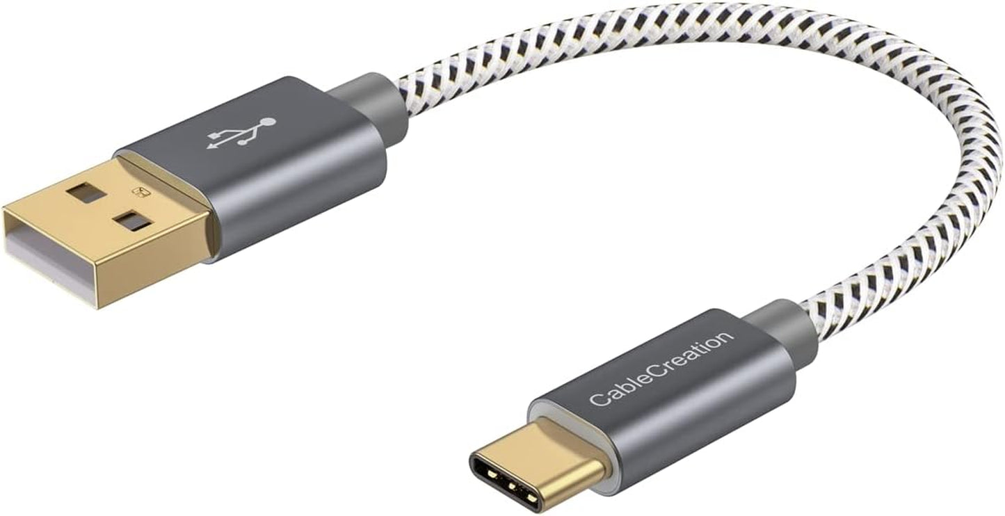 6 Inch USB C Cable Short, USB a to USB C Fast Charging, Braided Type C Data Cord for Power Bank, Galaxy S23, Ipad Pro Ipad Mini, Ipad Pro,Iphone 15/16,Android Auto/Cellphone,Carplay
