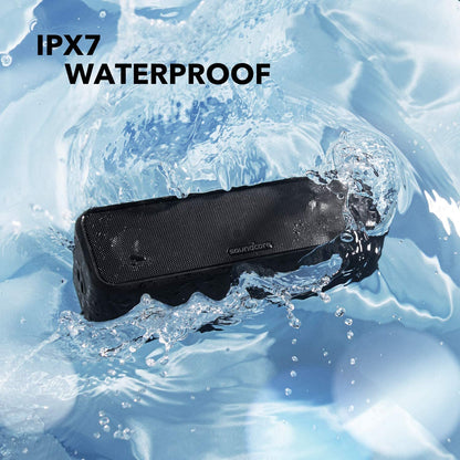 Anker 3 Portable Bluetooth Speaker - Wireless, IPX7 Waterproof, 24H Playtime, Pure Titanium Diaphragm Drivers, Partycast, Bassup, Custom EQ App - for Home, Shower, Outdoor, and Beach